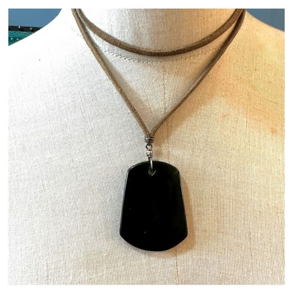 Viv and Ingrid black double strand pendant necklace